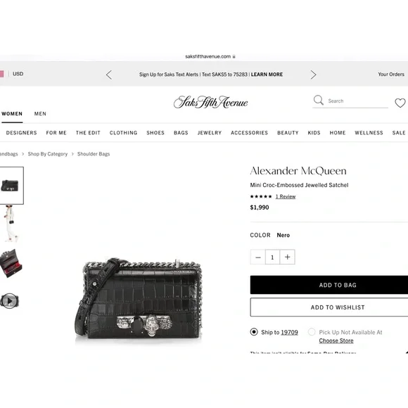 ALEXANDER MCQUEEN MINI CROC EMBOSSED JEWELLED  SATCHEL - Picture 11 of 14